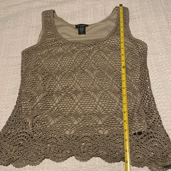 Cami SZ M Two-Piece Tan Sleeveless Top with Knit Long Sleeve Cover-Up - Picture 13 of 16